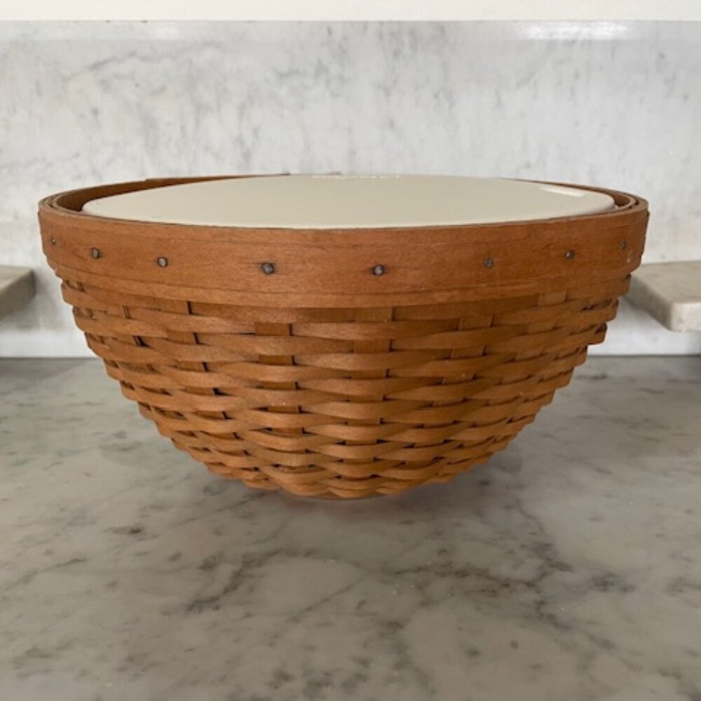 LONGABERGER Nantucket Woven Bowl Basket Large 11” Round Handwoven Brown Retired